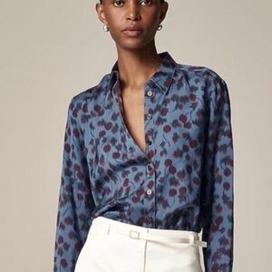 J. Crew Drapey button-up shirt in cherry-printed viscose twill